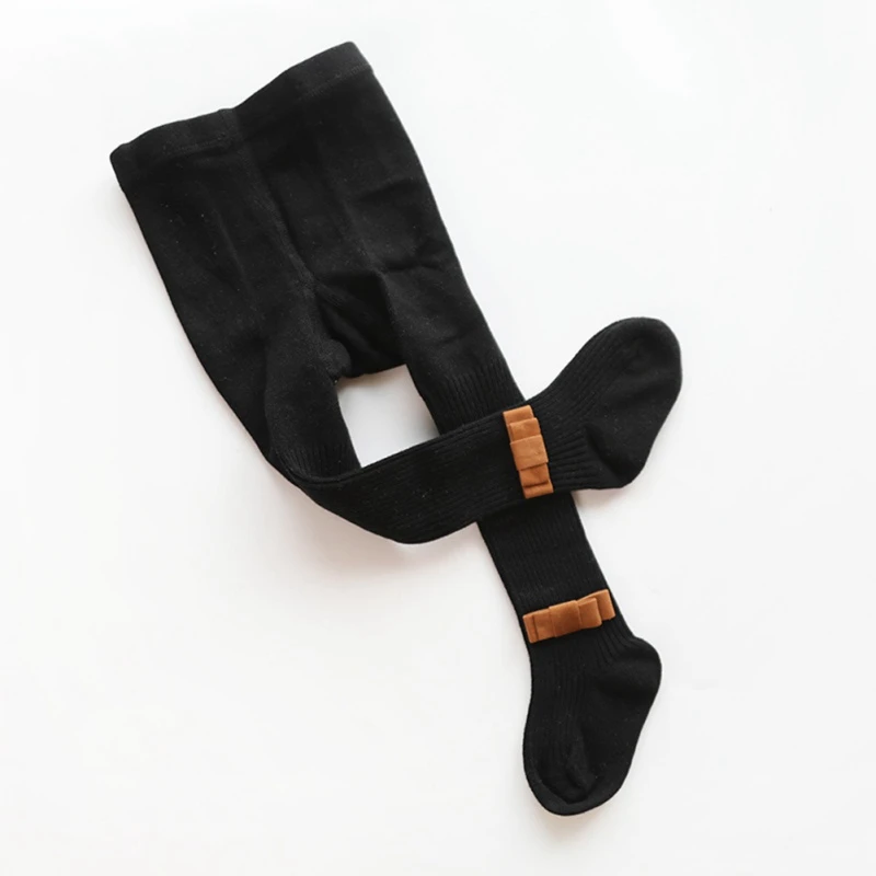 Осенние Колготки для маленьких девочек, мягкие детские милые хлопковые леггинсы с бантом, эластичные штаны для малышей
