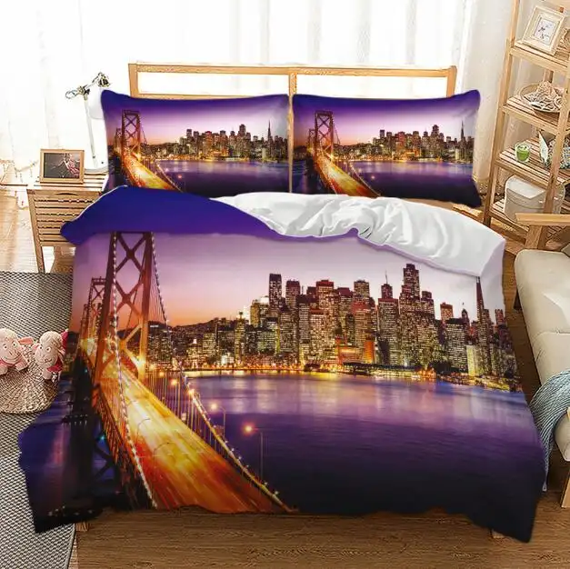 Novelty Gift San Francisco Golden Gate Bridge Buildings Bedding