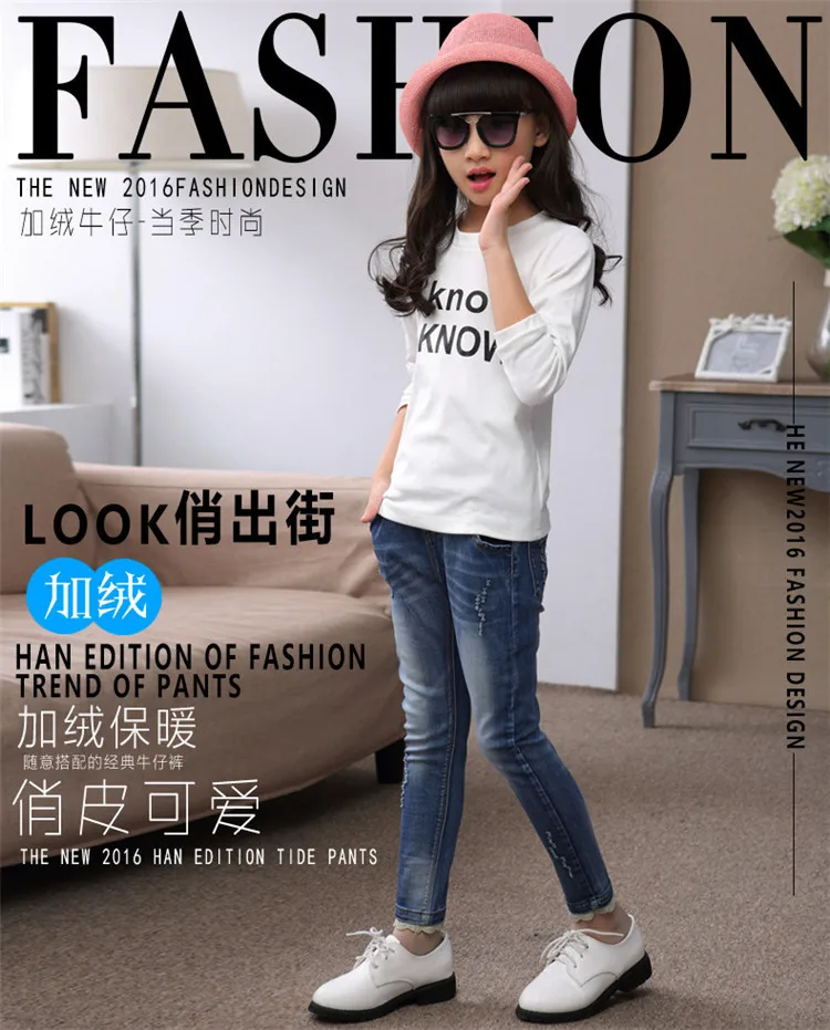 New Style 6 CHILDREN'S Garment 7 GIRL'S Jeans 8 Spring And Autumn 9 Little Girl Big Boy 1012 Trousers 5-16-Year-Old