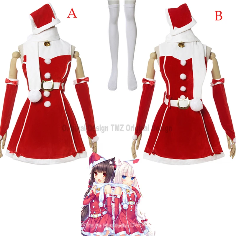 Nekopara Nekomimi Paradise Cosplay Costume Christmas Vanilla Chocola Women Dress XMAS Party Sexy Hat Gloves Sock | Тематическая