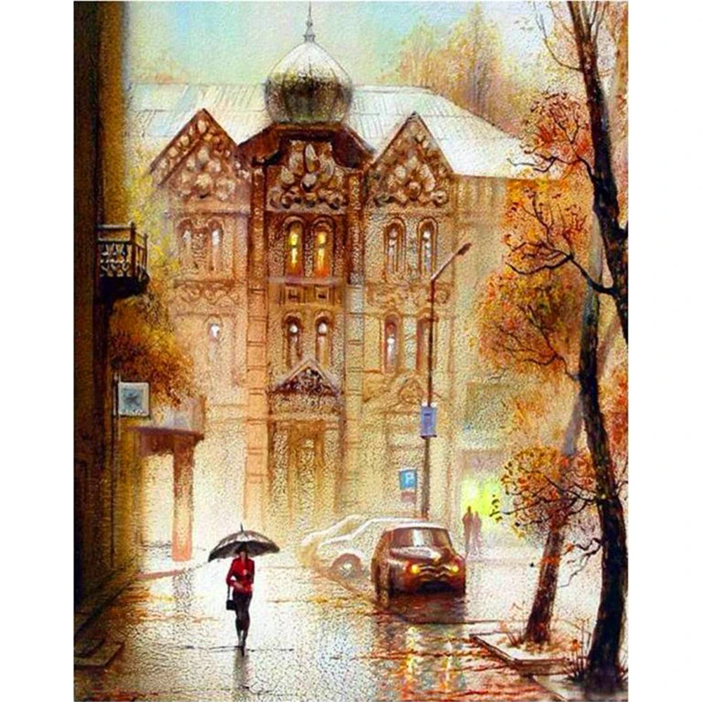 

Russian Church Paint by Number with Colorful Box Packing and Fewer Folds Color Canvas and Combo Inner Frame For DIY Oil Painting
