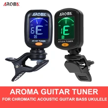 Aroma At 01a 101 Guitar Tuner Rotatable Clip On Tuner Lcd Display For Chromatic Acoustic Guitar Bass Ukulele Guitar Accessories