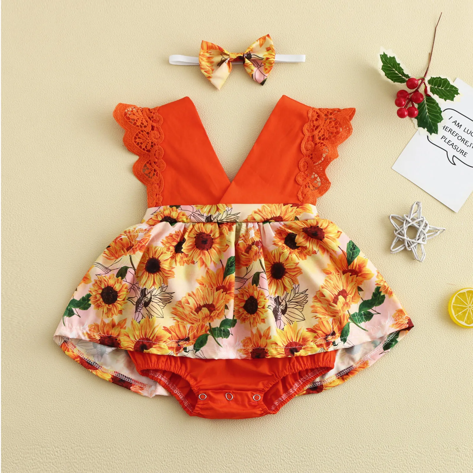 47 3 18months Baby Girl Summer Clothes Solid Color Jumpsuit Ruffled