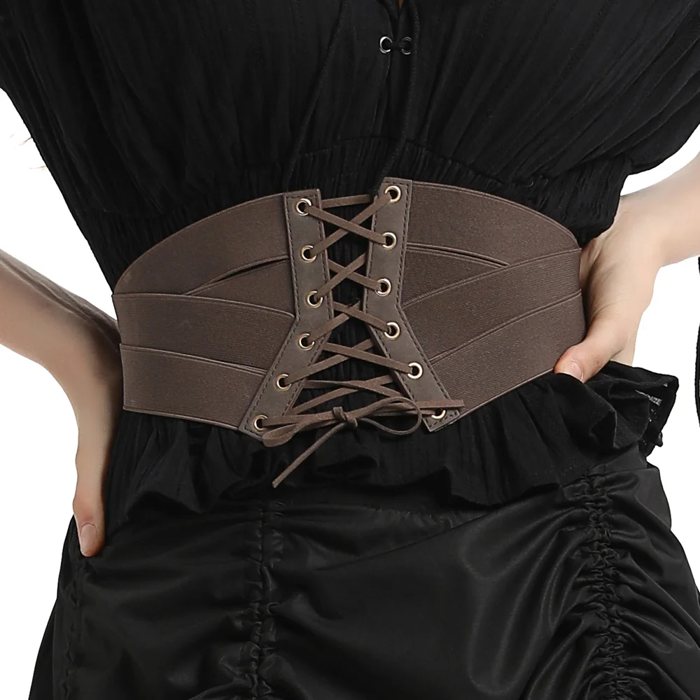 Пояс из искусственной кожи Регулируемый Cincher Женский корсет винтажный Готический стимпанк широкий эластичный ретро