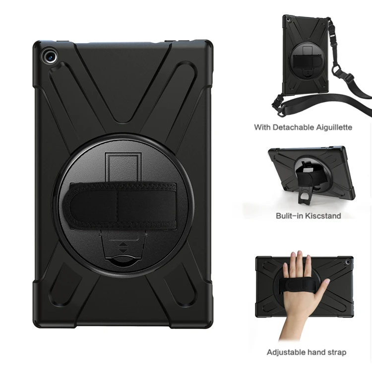 Ruged чехол для Amazon kindle HD 10 защитный корпус для kindle 10,1 дюймов ручка для планшета ремень для детей дружественный - Цвет: Черный