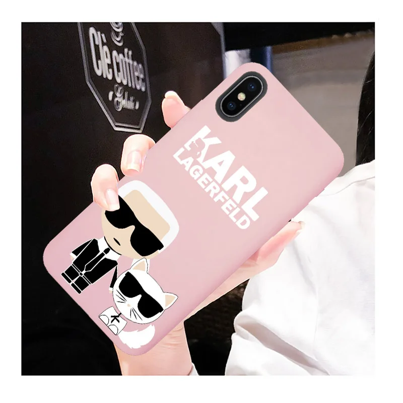 Роскошный чехол для iPhone 11 XR X Xs Max 8 7 6 Plus 6S 5S SE Черный силиконовый чехол для телефона мягкий умный чехол s Cool Karl Lagerfeld Fundas