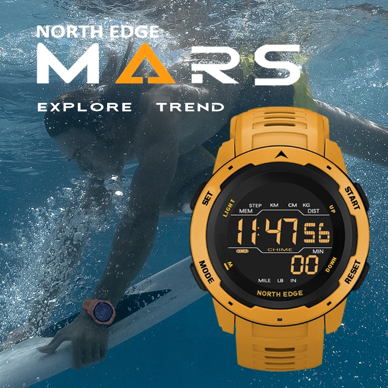 NORTH EDGE-reloj inteligente Digital para hombre, reloj electrónico deportivo resistente al agua hasta 50M para correr y nadar