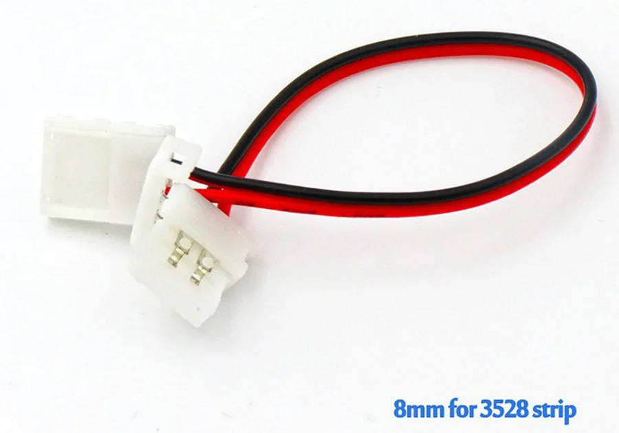 8mm solderless lengthen Wire with 2 Pin welding connectors at 2 ends for 2835 3528 led strip to strip connection free shipping (5)