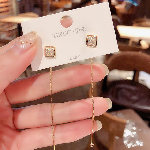 Personality Fashion Design Zircon Earrings For Women Light Luxury Web Celebrity Temperament Tassels Pearl Earrings Jewelry