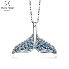 Warme Farben Кристалл из ожерелье сваровски для женщин серебро 925 пробы Дельфин Хвост Подвеска Кристальное ожерелье модный чокер с бижутерией