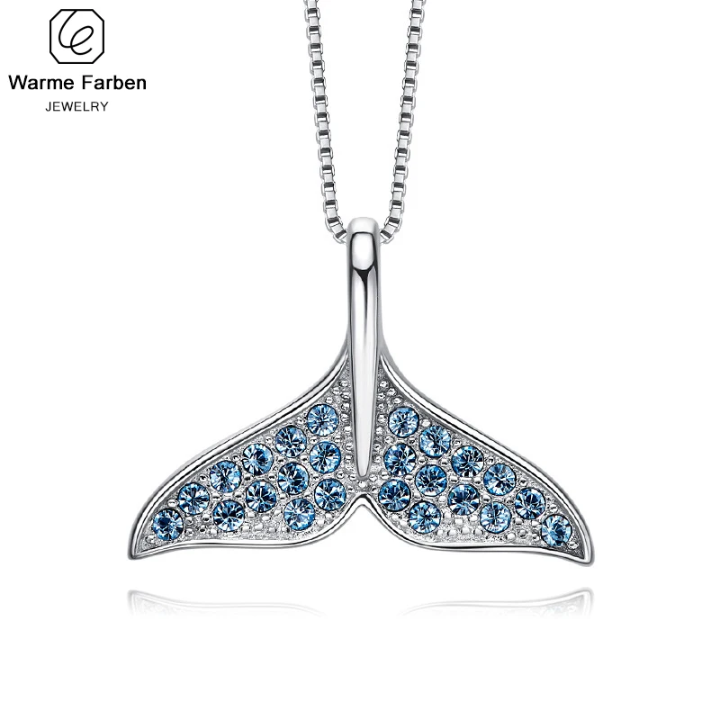Украшенное кристаллом от Swarovski ожерелье для женщин 925 Серебряный хвост дельфина