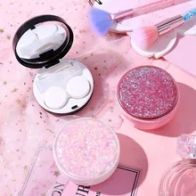 Модный портативный контейнер для контактных линз блеск легко носить с собой Круглый Блеск Уход за глазами набор держателя корпус контактных линз ABS пластик хранения