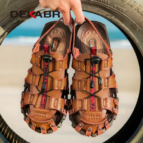 DEKABR-여름 남성 샌들, 비치 신발, 여름 레저 해변, 로마 남성 야외 샌들, 고품질 부드러운 바닥 샌들, 슬리퍼 5