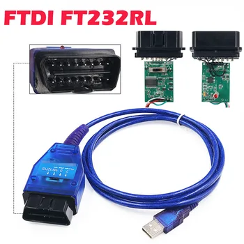 

New OBD2 USB Auto Car Diagnostic Cable FTDI FT232RL Chip for VAG for Fiat KKL Car Ecu Scanner Tool 4 Way Switch USB Interface