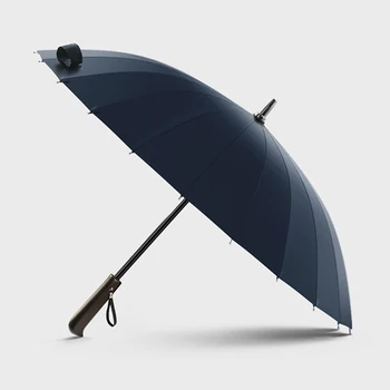 

Rain Umbrella 24 Strong Windproof Glassfiber Frame Wooden Long Handle Umbrella SNO88
