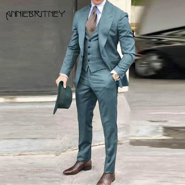 Dark Green Suit Men 3 Pieces Set Prom 