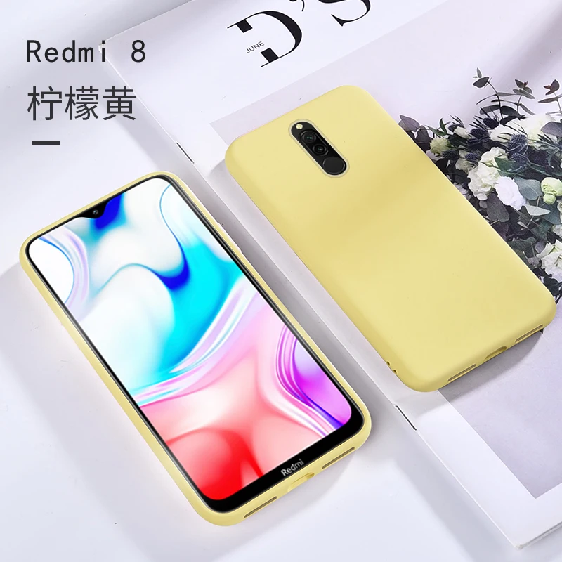 Жидкий силиконовый чехол для Redmi 8, 8A, чехол-бампер, противоударный чехол, мягкий ТПУ чехол для телефона, для Xiaomi Redmi 8, 8A, 8 a, чехол Global - Color: Yellow