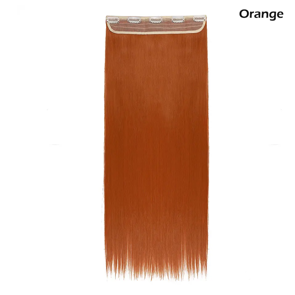 orange S-nolilite 42 цвета 2" 24" 2" 30" Длинные прямые 5 клипсов в одной части волос удлиняющие синтетические наращенные волосы шиньон для женщин - Цвет: orange