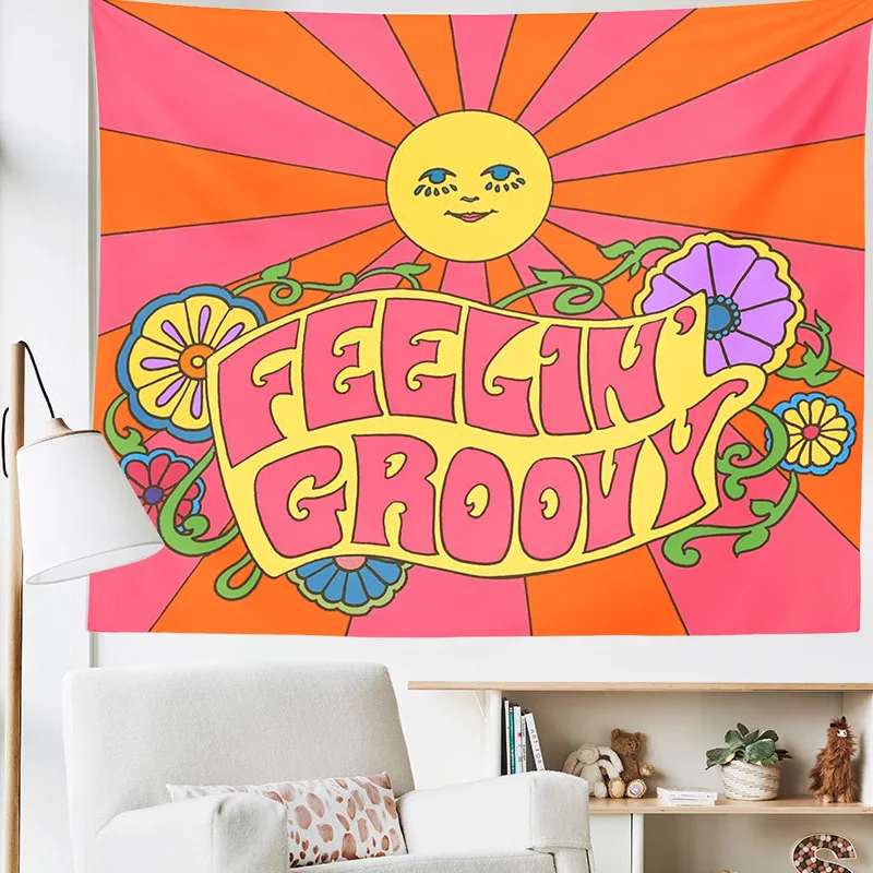Tapestry Decorations 80s Aesthetic Tapestry Wall Hanging Colorful Sunshine Wall Decor Psychedelic Tapestry Decor Living Room Bedroom Bohemian Print