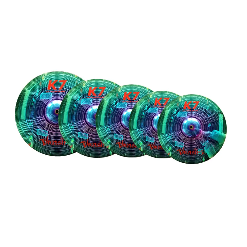 Vansir 5 Pieces Alloy Cymbals Set Colorful 14" Hi-hat + 16"+18"Crash +20"Ride+Bag for Practice