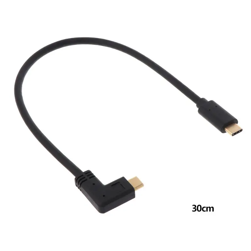 

USB3.1 GEN2 10Gbps usb c cable gold plated connector 90 degree angle type-c male to male data and fast charge cable 1ft