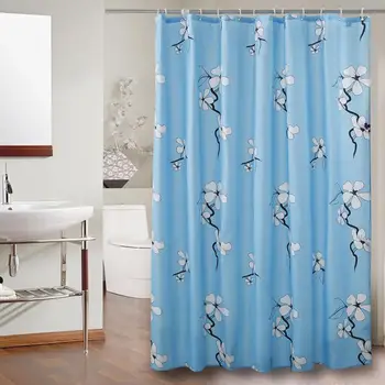 

35 Blue Shower Curtain Waterproof Bath Curtains Bathroom Flowers Print For Bathtub Bathing Cover Extra Large Wide 12pcs Hooks
