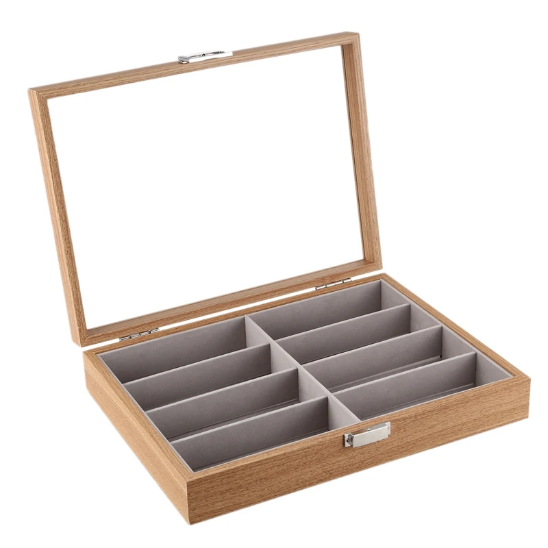 Eyeglass Sunglass Storage Box Imitation Leather Glasses Display Case Storage Organizer Collector 8 Slot Black