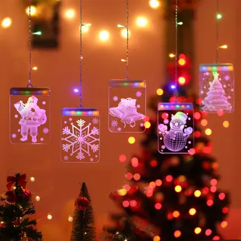 

Christmas Decorations 3D LED Fairy Lights Garland Curtain Lamp Ornament USB Powered String Light New Year for Home Window Decor