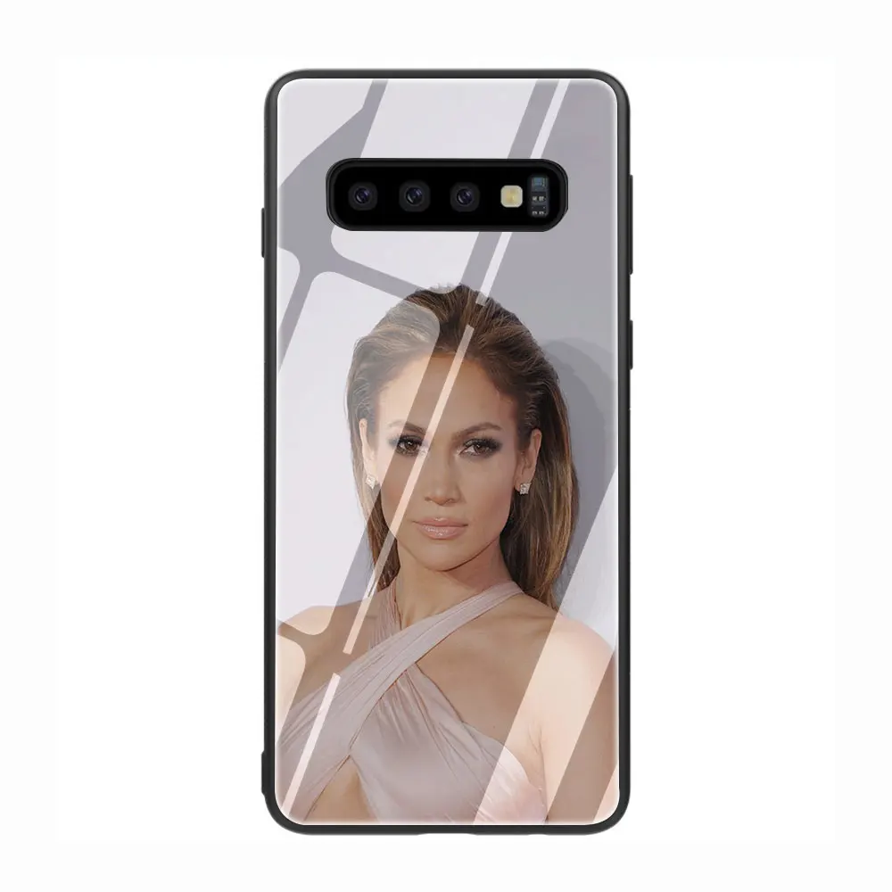 Дженнифер Лопес закаленное Стекло TPU черный чехол для Galaxy S7 Edge S8 S9 S10 Plus, Note 8, 9, 10, A10 20 30 40 50 60 70