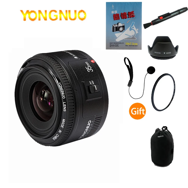 Объектив Yongnuo YN 35 мм f2.0 с широким углом и автофокусом для canon широкоугольный