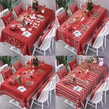 

Happy New Year Tablecloth Blending Table Cover Dust proof Table Cloth Decoration Desk Cover Home Textile Collection