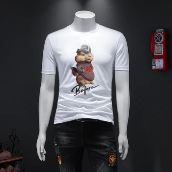 

Funny Squirrel Print T Shirts 2020 Summer High Quality Cotton Tshirt Short Sleeve Top Men Fashion White Tee Homme