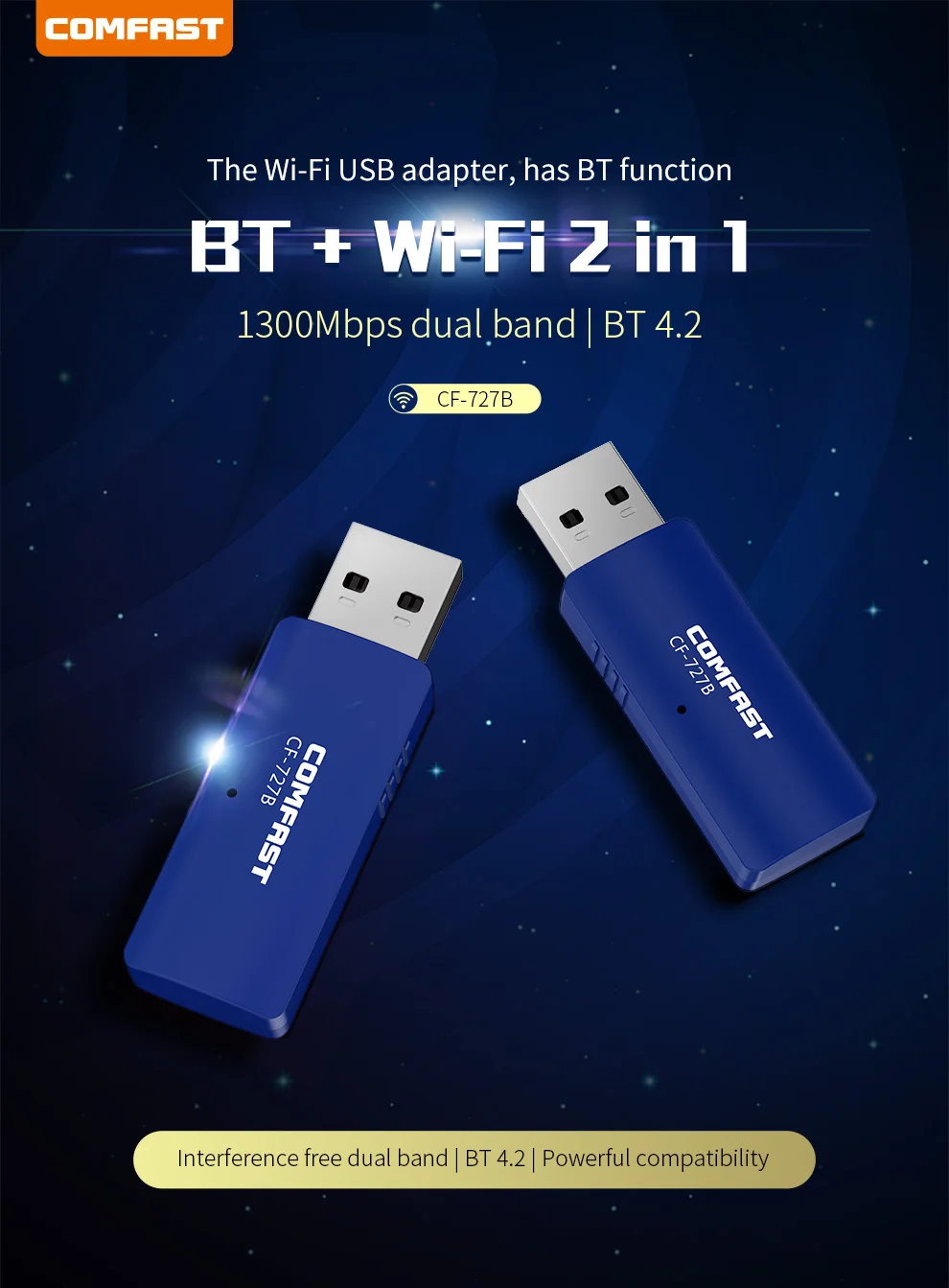 Năm 802.11ac/B/G/N Bluetooth Không Dây Wifi 1300Mbps USB Mạng 5Ghz Ăng Ten BT4.2 ethernet Tính Wi-fi Adapter wifi adapter