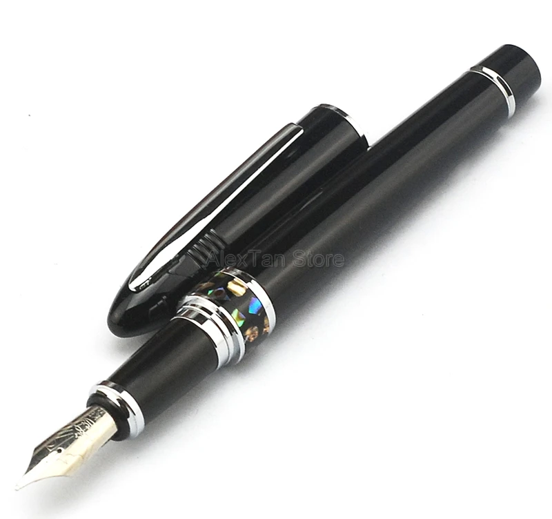 Duke Exquisite Fountain Pen 911 Big Shark Shape Black Pattern Nib Full Metal Iridium Medium Nib Business For Writing Gift Pen