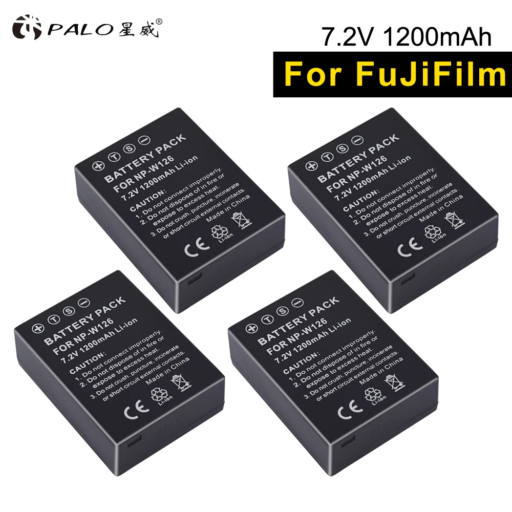 PALO 4 шт Цифровые Батареи NP-W126 батареи камеры для FUJL X-E3/2/1 Pro1/2 X-E2S/100F/M1/A1/2/10 X-T1/2/10/20