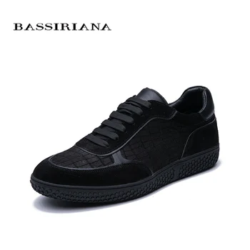 

BASSIRIANA 2020 new men's casual shoes round head black color spring and autumn 39-45 size handmade