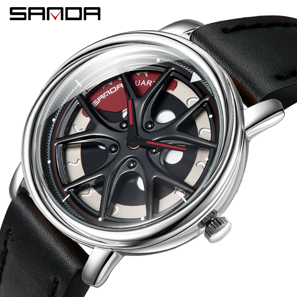 Sleek Black Waterproof Stainless Steel Skeleton Dial Men's Wristwatch