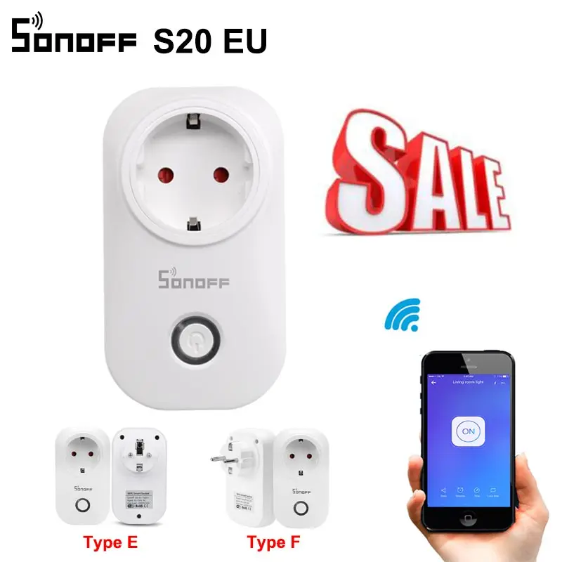 Kaufen Heißer Verkauf SONOFF S20 EU Wifi Smart Buchse Power Switch EU E F Stecker APP Vocie Fernbedienung steckdose Timing Arbeitet Mit Alexa