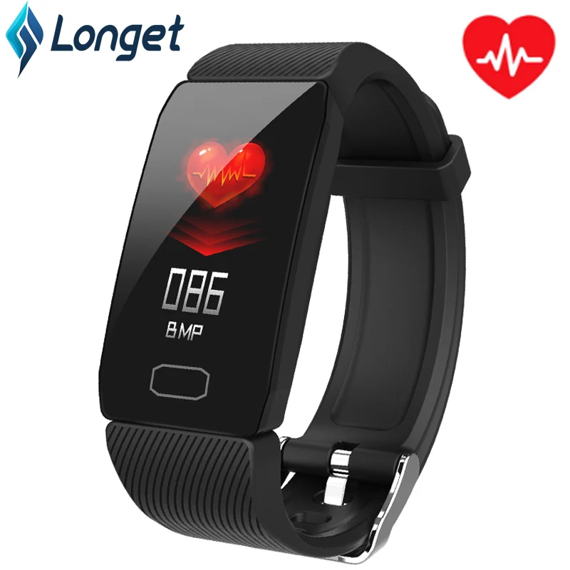 

Longet Smart Bracelet Blood Pressure Q1 Heart Rate Monitor Fitness Tracker Band Waterproof Weather Report Sports Watches Men