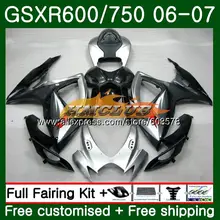 Средства ухода за кожей для SUZUKI GSXR 750 600 GSX R600 GSX-R600 06 07 6CL. 113 Черный Серебристый GSXR600 06 07 GSXR-750 K6 GSXR750 2006 2007 обтекатели