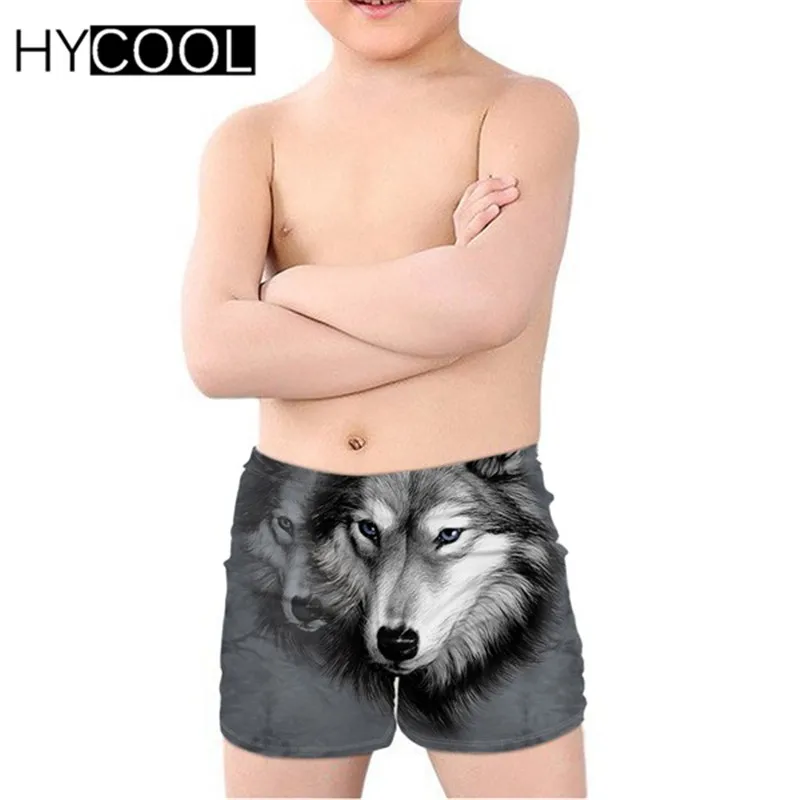 

HYCOOL 3D Animal Cool Animal Wolf Printing Boys' Swimming Suits Bathing Beach Children Summer Swim Trunks Kids Summer Beachwear