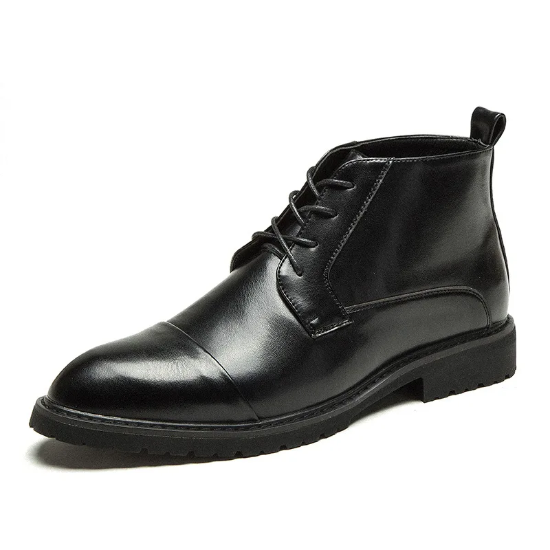 

England Versatile Fashion Pointed Casual Men's Boot Lace-up Model Short Boots Leather Boot Business 78900-a