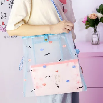 

Embroidered Mesh Single Shoulder Bag Summer Small Fresh Messenger Bag Cute Student Bag Wild Female Bag