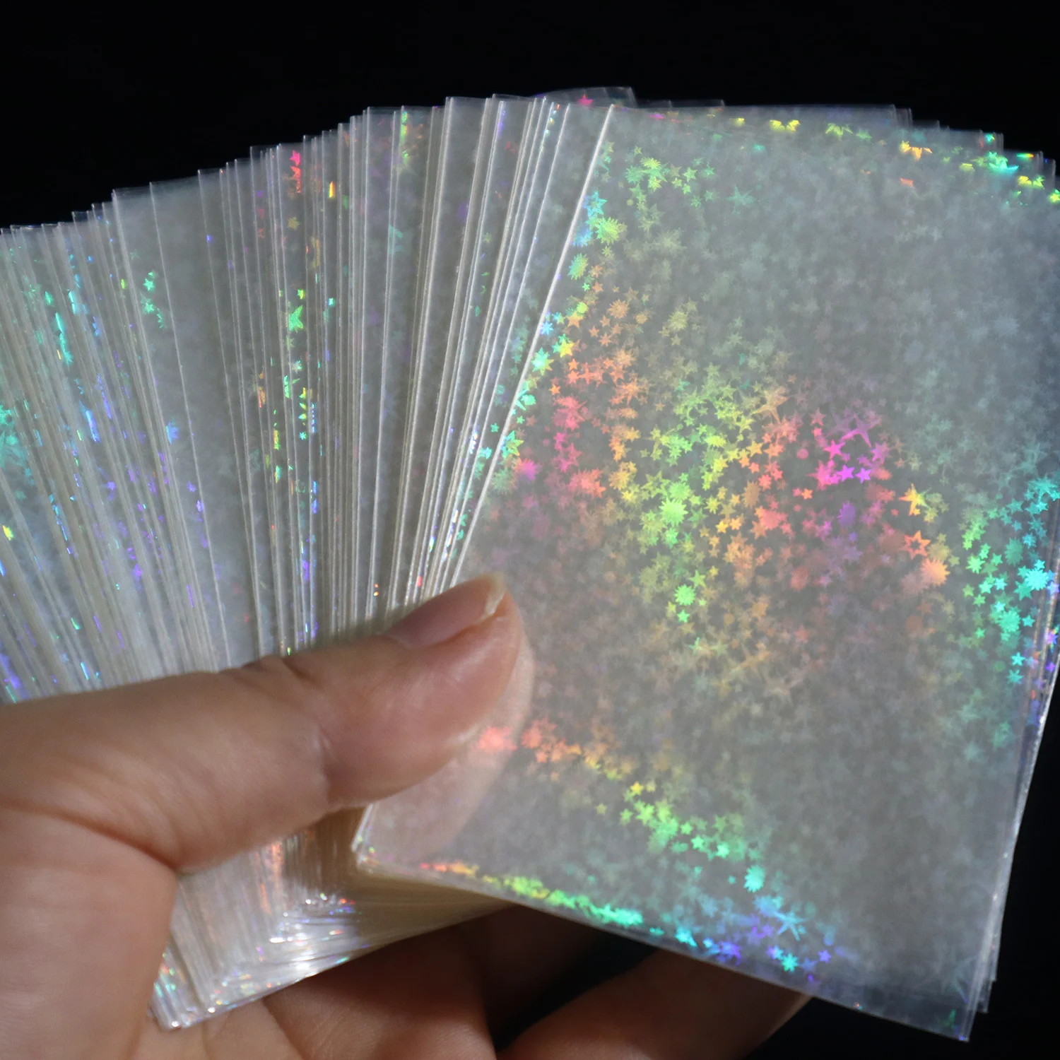 100PCS/BAG Laser Little Star Flashing Card Clear Sleeves Korea Idol Photo Holographic Protector Trading Shield Magic Cover | Спорт и