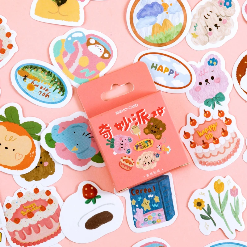 

46pcs/lot Multiple Colour Patterns Kawaii Cartoon Stickers Scrapbooking Material Stick Label Decorative korean stationery
