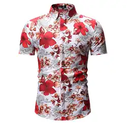 Мужская гавайская рубашка мужская повседневная camisa masculina с принтом пляжные рубашки с коротким рукавом летняя мужская одежда 2019