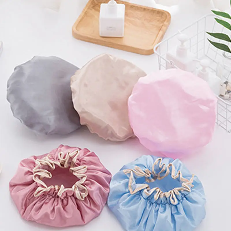 Hair-Bonnet Shower-Cap Bath-Accessories Bathroom-Set Satin Waterproof Shampoo Women U3