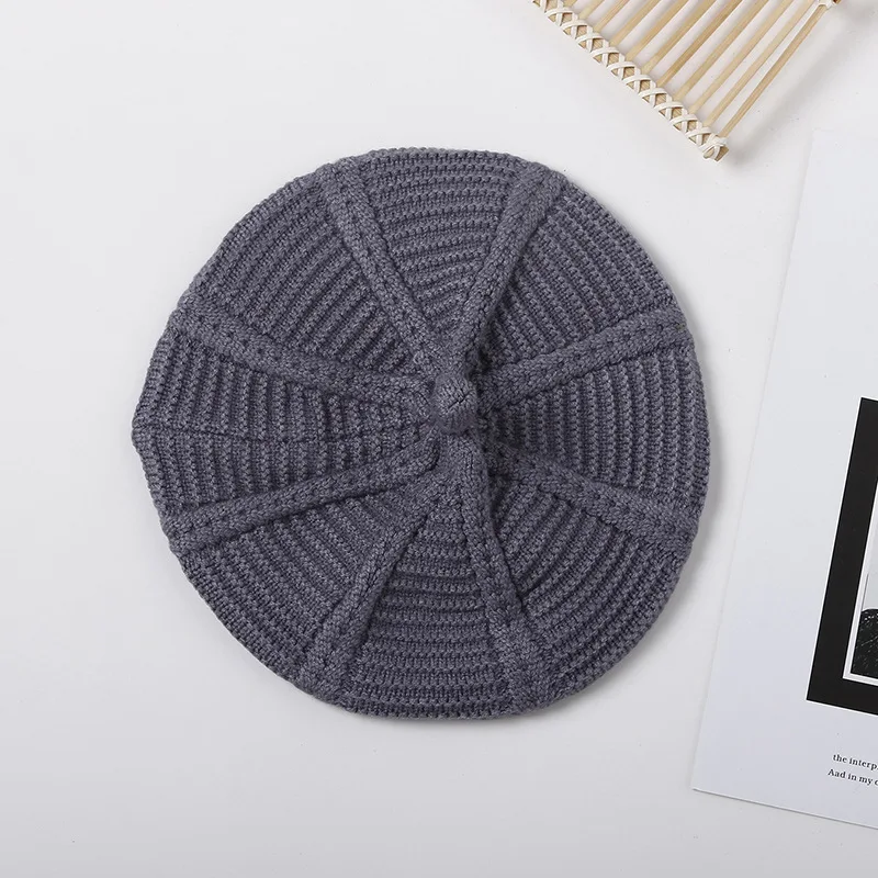 Шапки в Корейском стиле для девочек, шапки с тыквой, вязаная для маленьких девочек, шапки с рисунками, цветные детские фотографии pro - Цвет: Серый