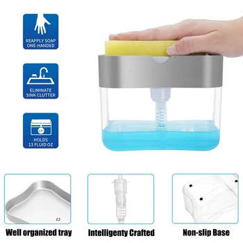

Manual Press Liquid Dispenser ABS Kitchen Cleaning Soap Organizer Pump Easy Operate Save the amount of detergent