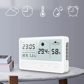 

Time Date Alarm Clock Hygrometer Thermometer Humidity Set LED Digital Temperature for Household Bedroom Ornaments